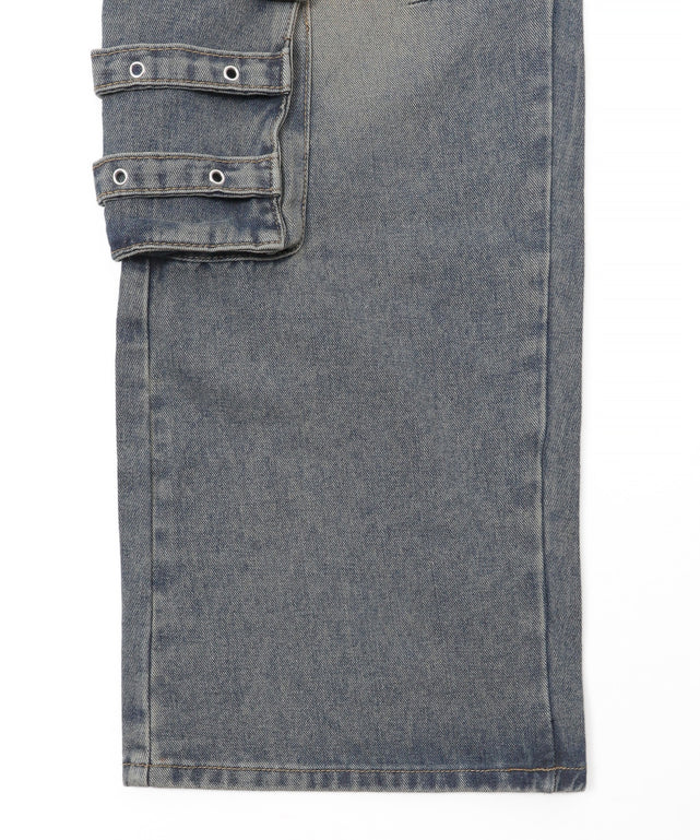 サス付きダブルウエストカーゴデニム