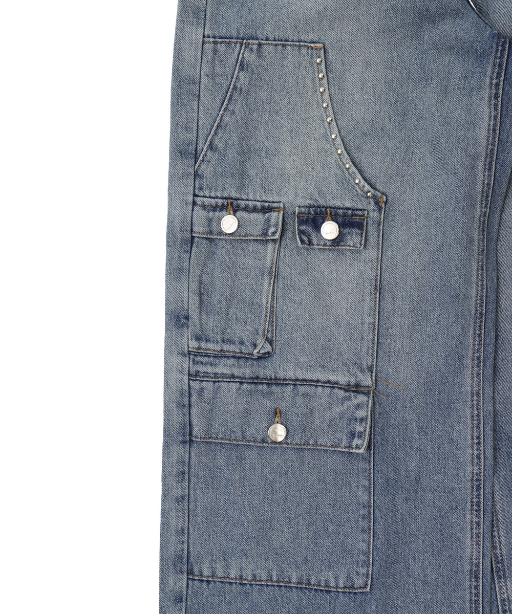 ドームスタッズワイドカーゴデニム