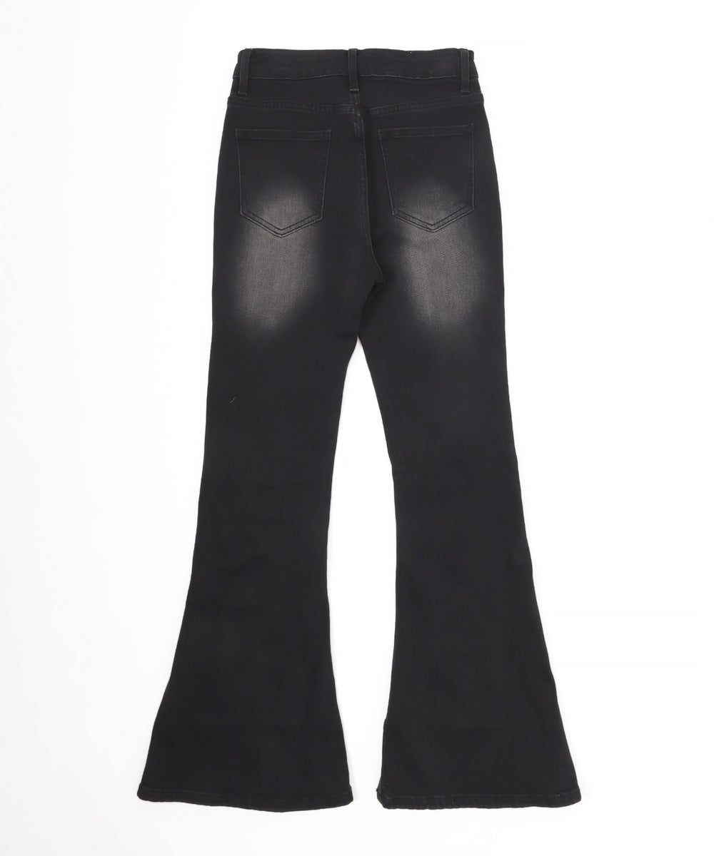 レースアップストレッチフレアデニム