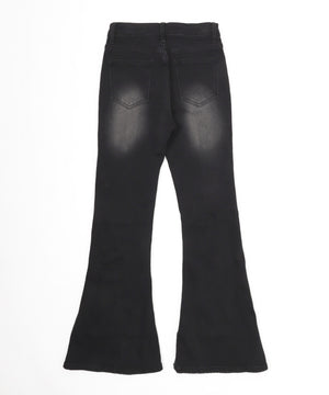 レースアップストレッチフレアデニム