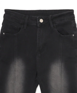 レースアップストレッチフレアデニム