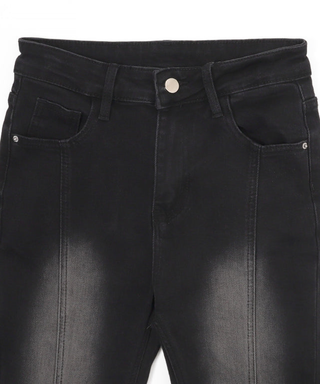 レースアップストレッチフレアデニム