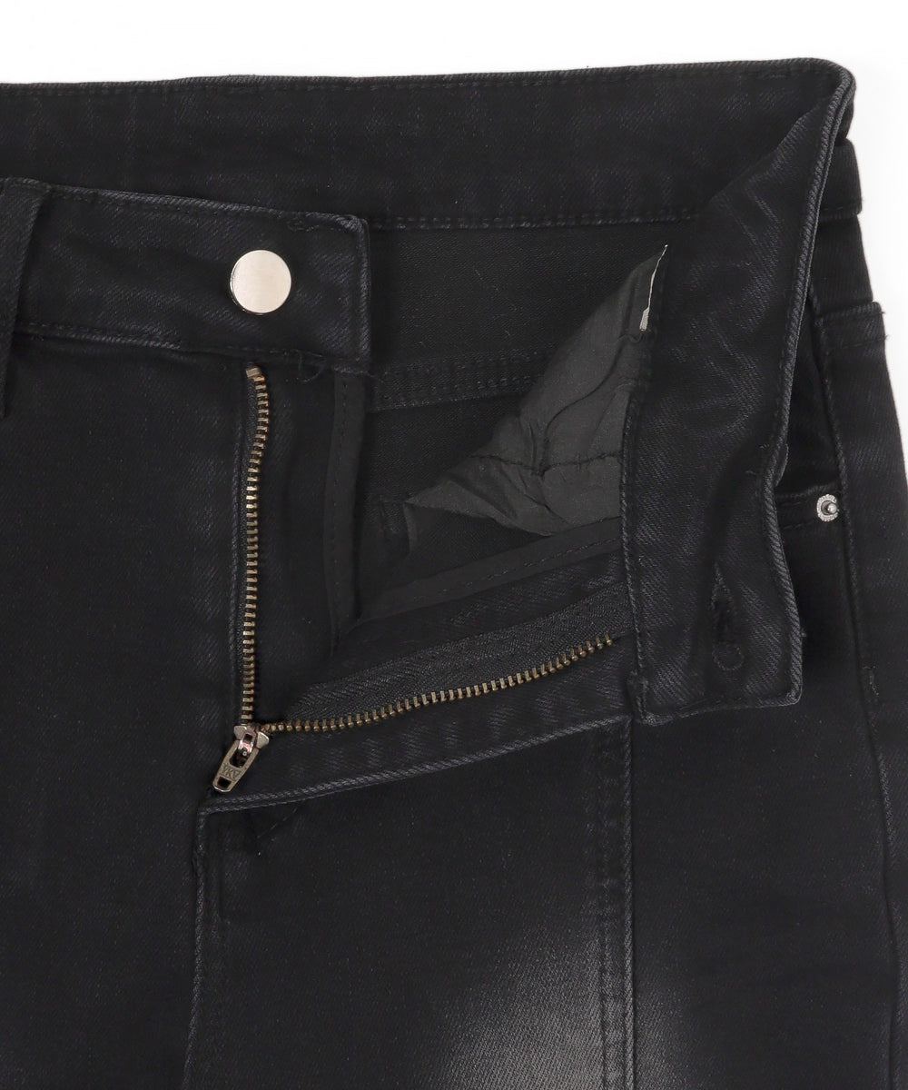 レースアップストレッチフレアデニム