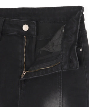 レースアップストレッチフレアデニム