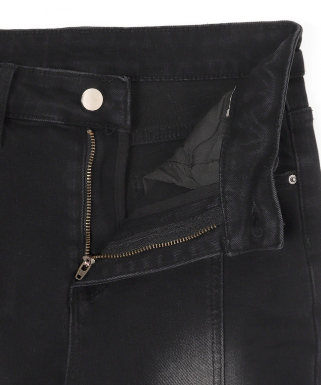 レースアップストレッチフレアデニム