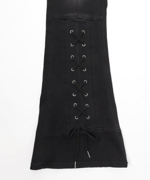 レースアップストレッチフレアデニム