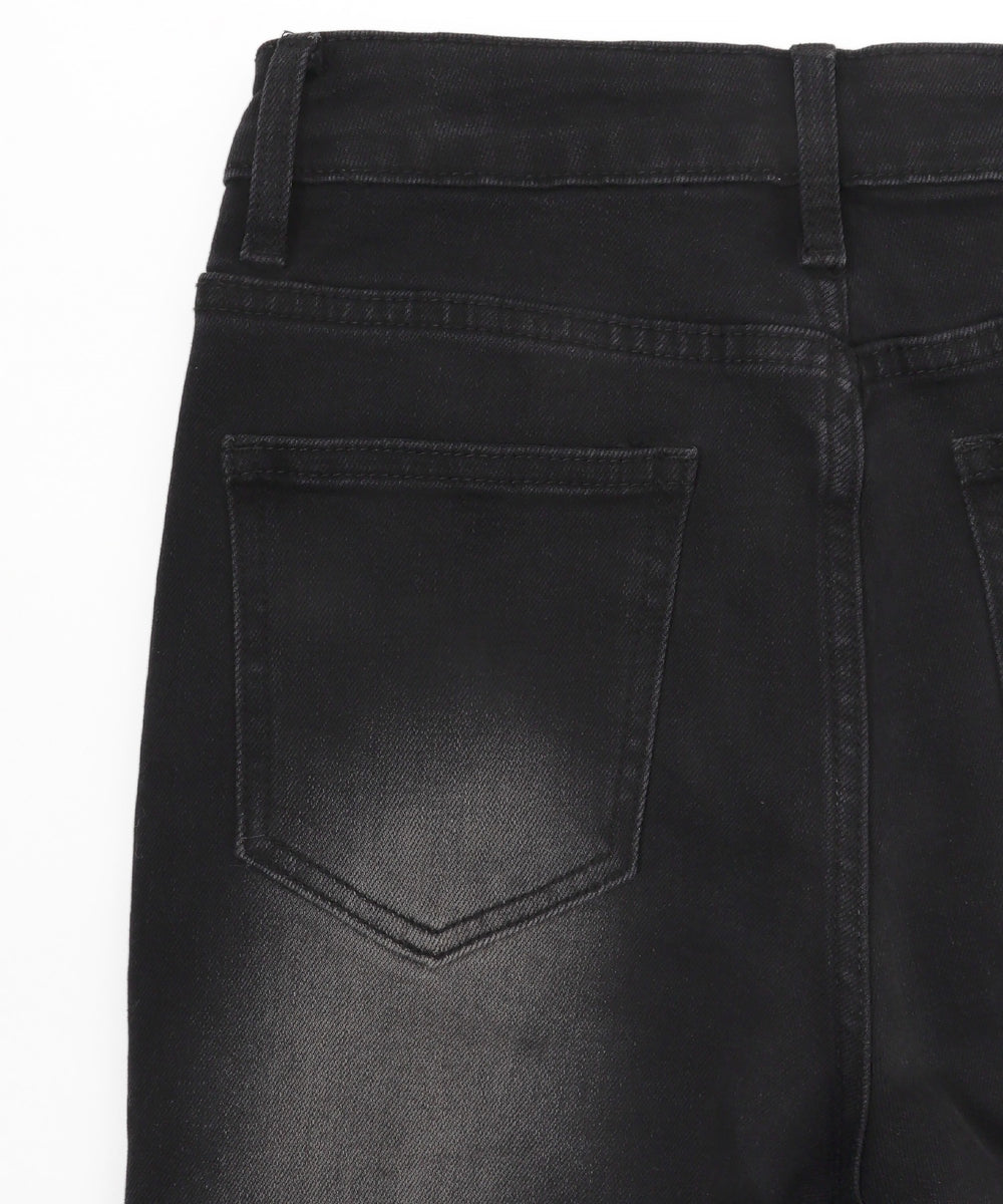 レースアップストレッチフレアデニム