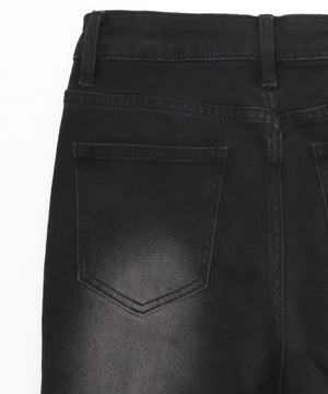 レースアップストレッチフレアデニム