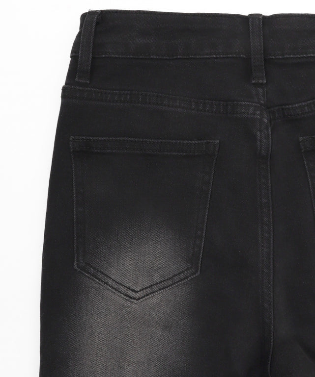 レースアップストレッチフレアデニム