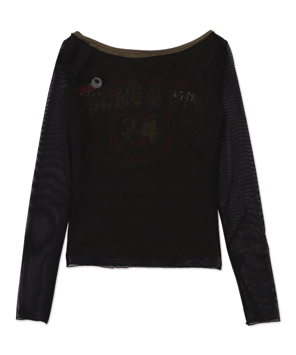 バイカラーシアーデザイントップス