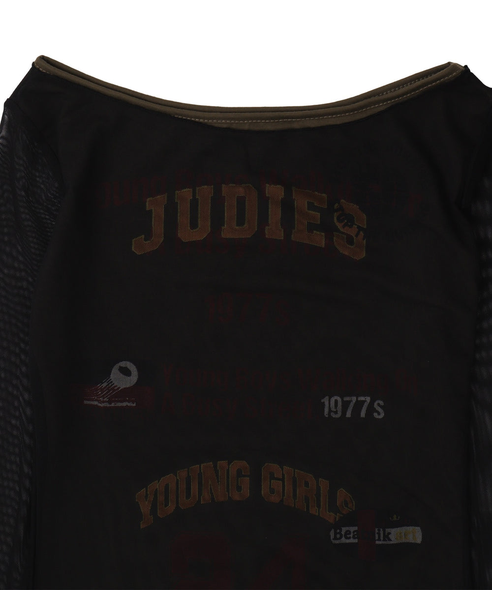 バイカラーシアーデザイントップス