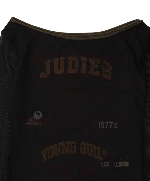 バイカラーシアーデザイントップス