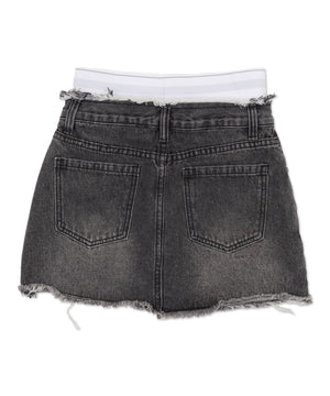 Fレイヤードウエストデニムスカパン