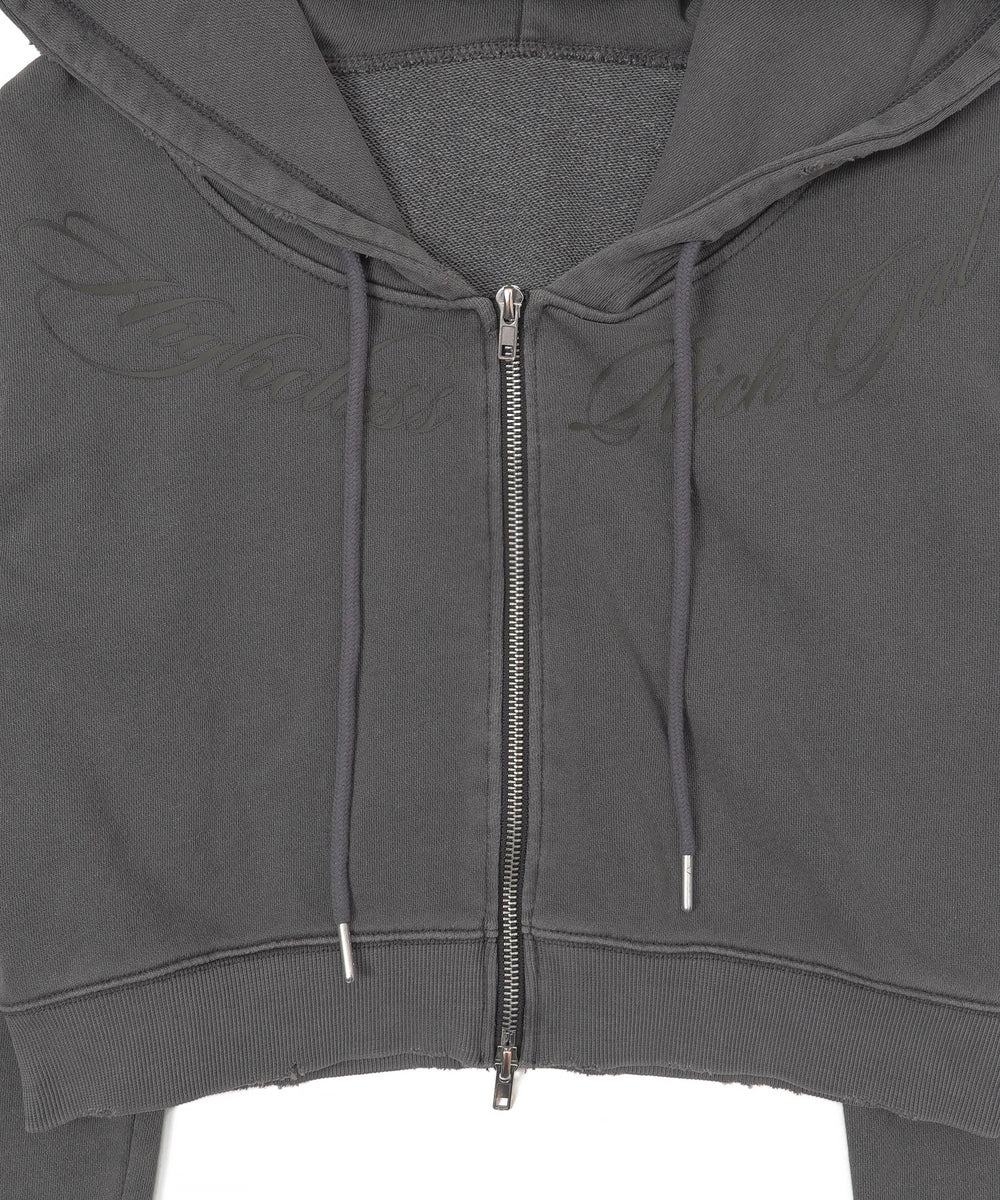 グラフィックダメージWジップパーカー