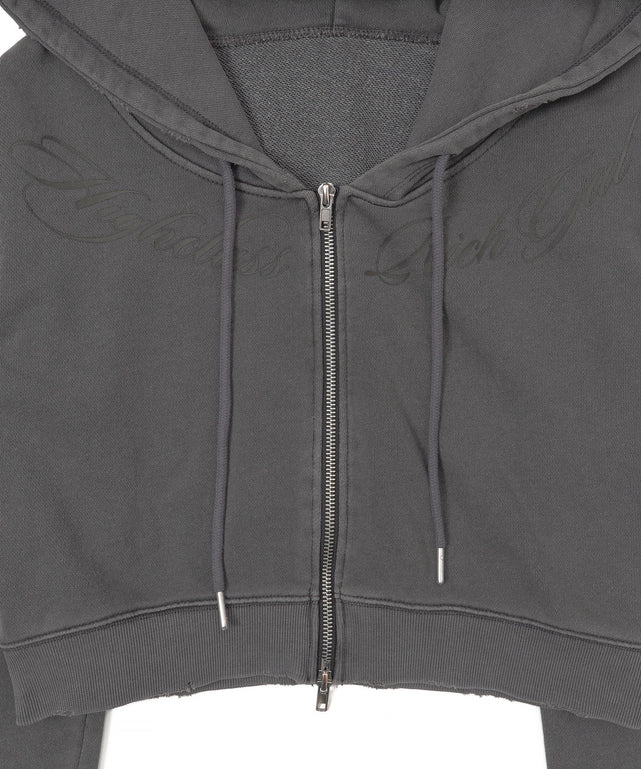 グラフィックダメージWジップパーカー