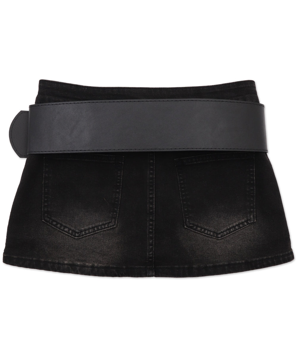 ローライズワイドベルトデニムミニスカパン