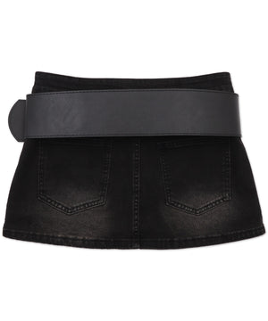 ローライズワイドベルトデニムミニスカパン