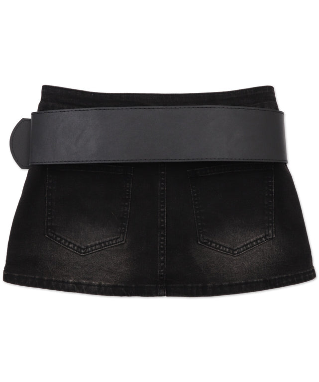 ローライズワイドベルトデニムミニスカパン