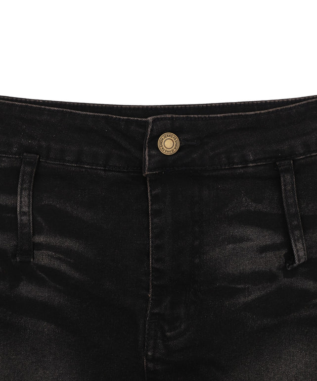 ローライズワイドベルトデニムミニスカパン