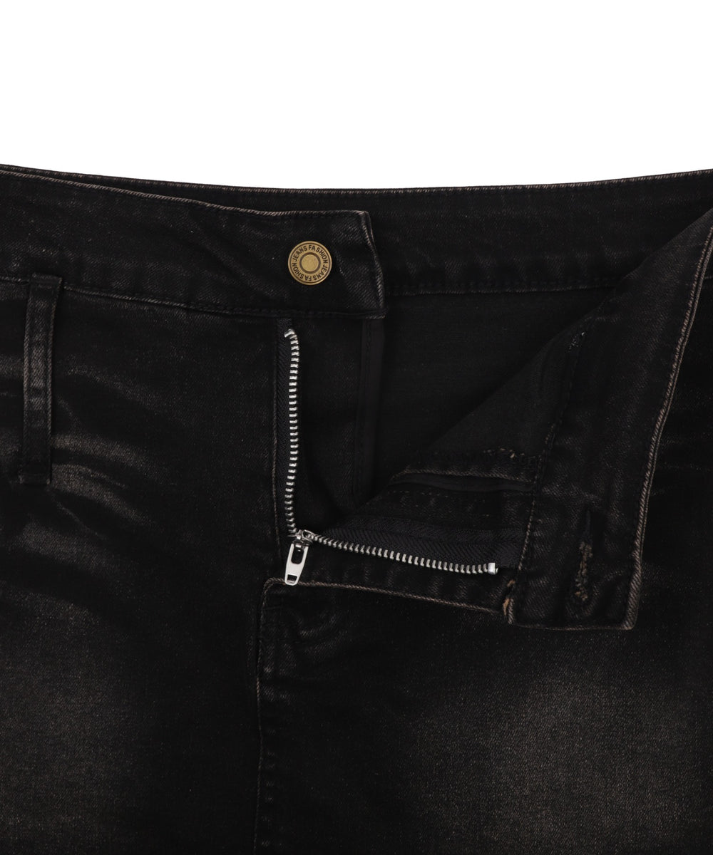 ローライズワイドベルトデニムミニスカパン