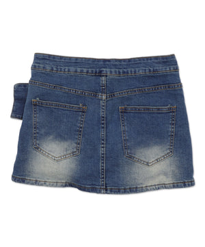 ローライズクロスパッチデニムミニスカパン