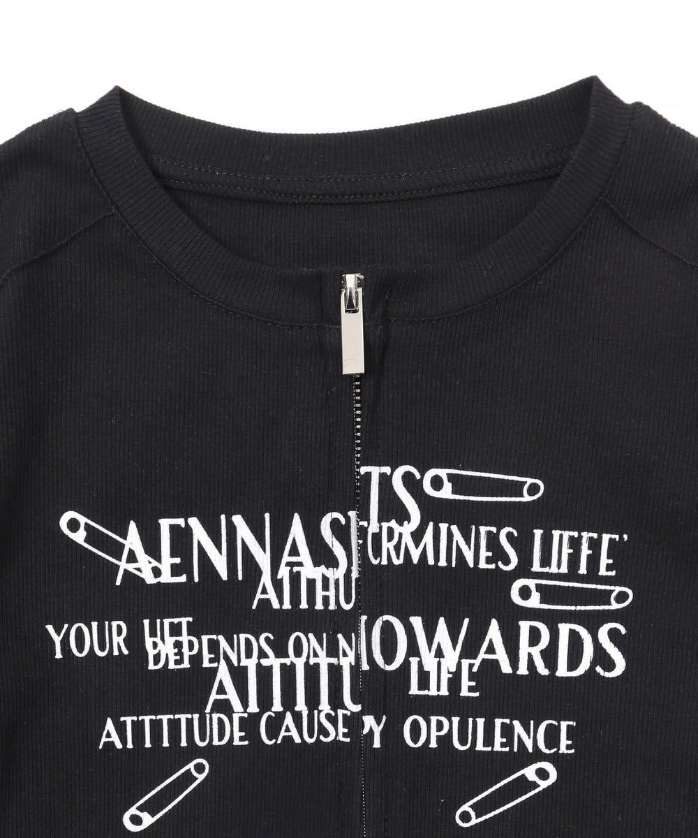 グラフィックWジップトップス