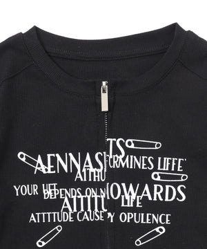 グラフィックWジップトップス