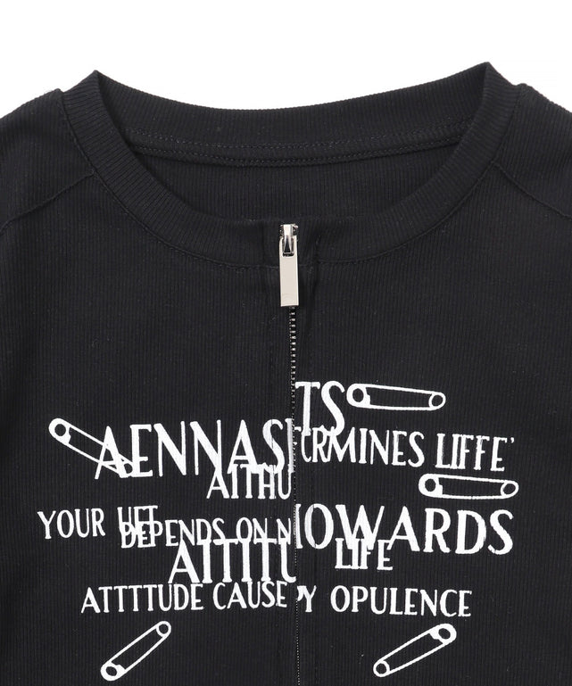 グラフィックWジップトップス