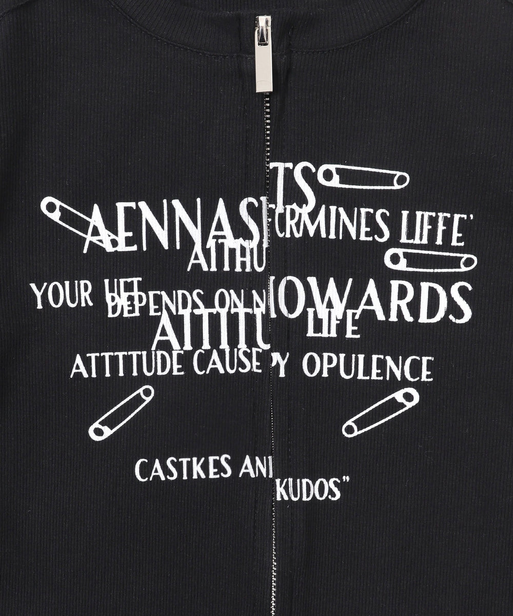 グラフィックWジップトップス