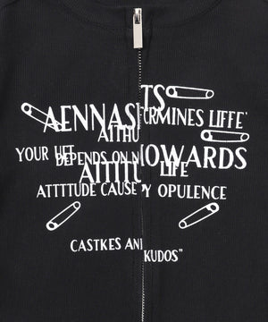 グラフィックWジップトップス