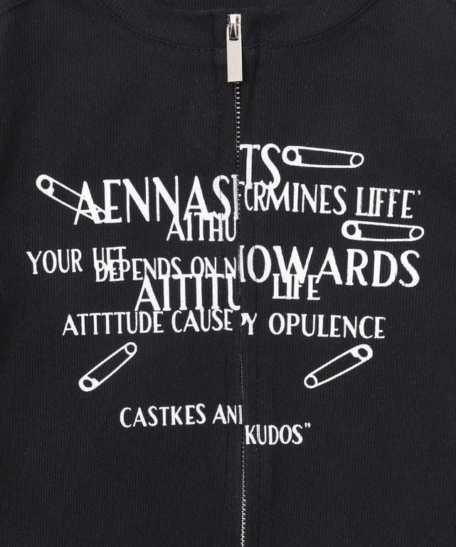 グラフィックWジップトップス