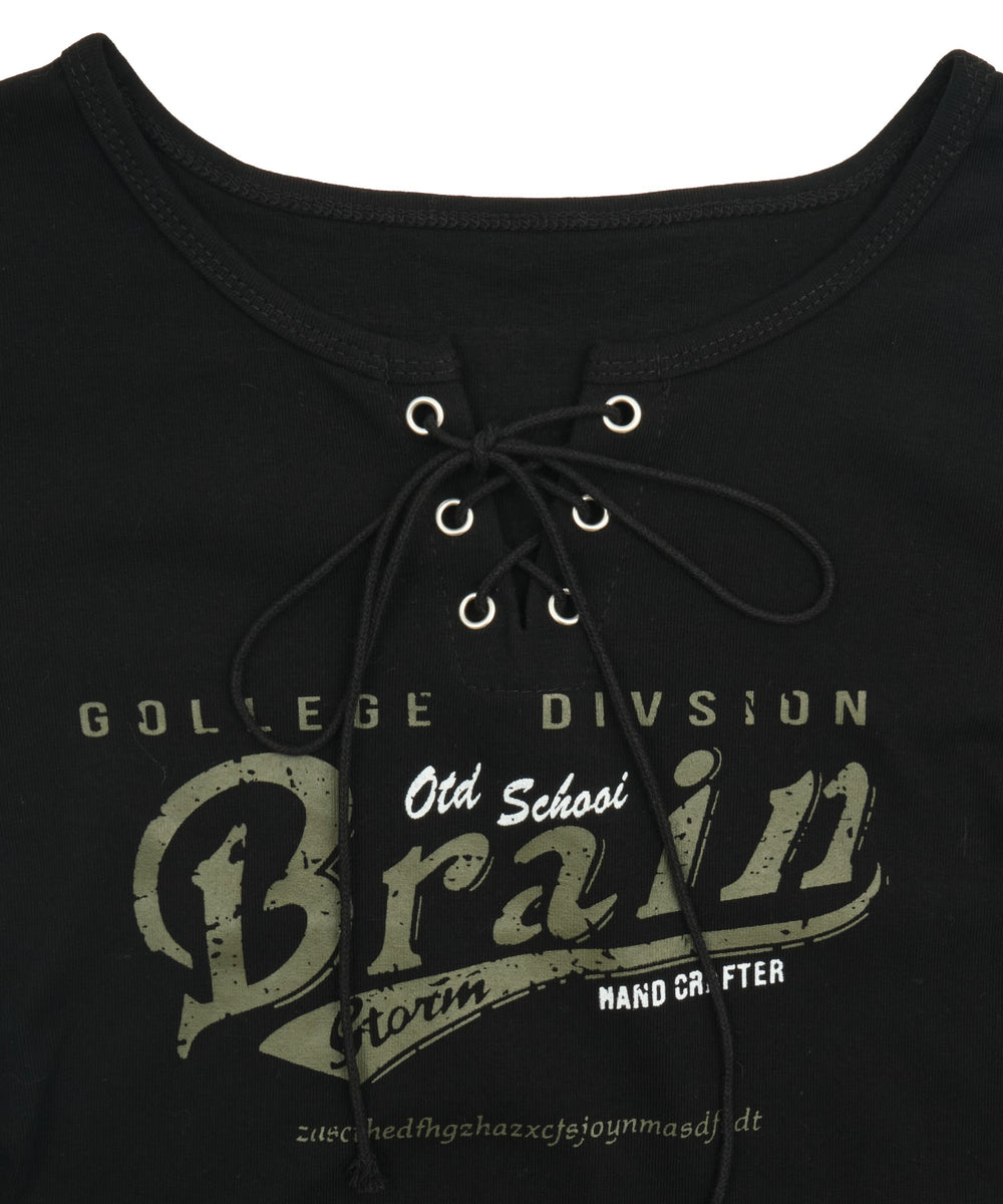 フロントレースアップピチT