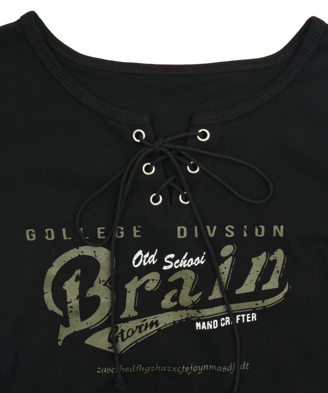 フロントレースアップピチT