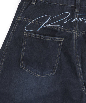 バックロゴ刺繍デニム