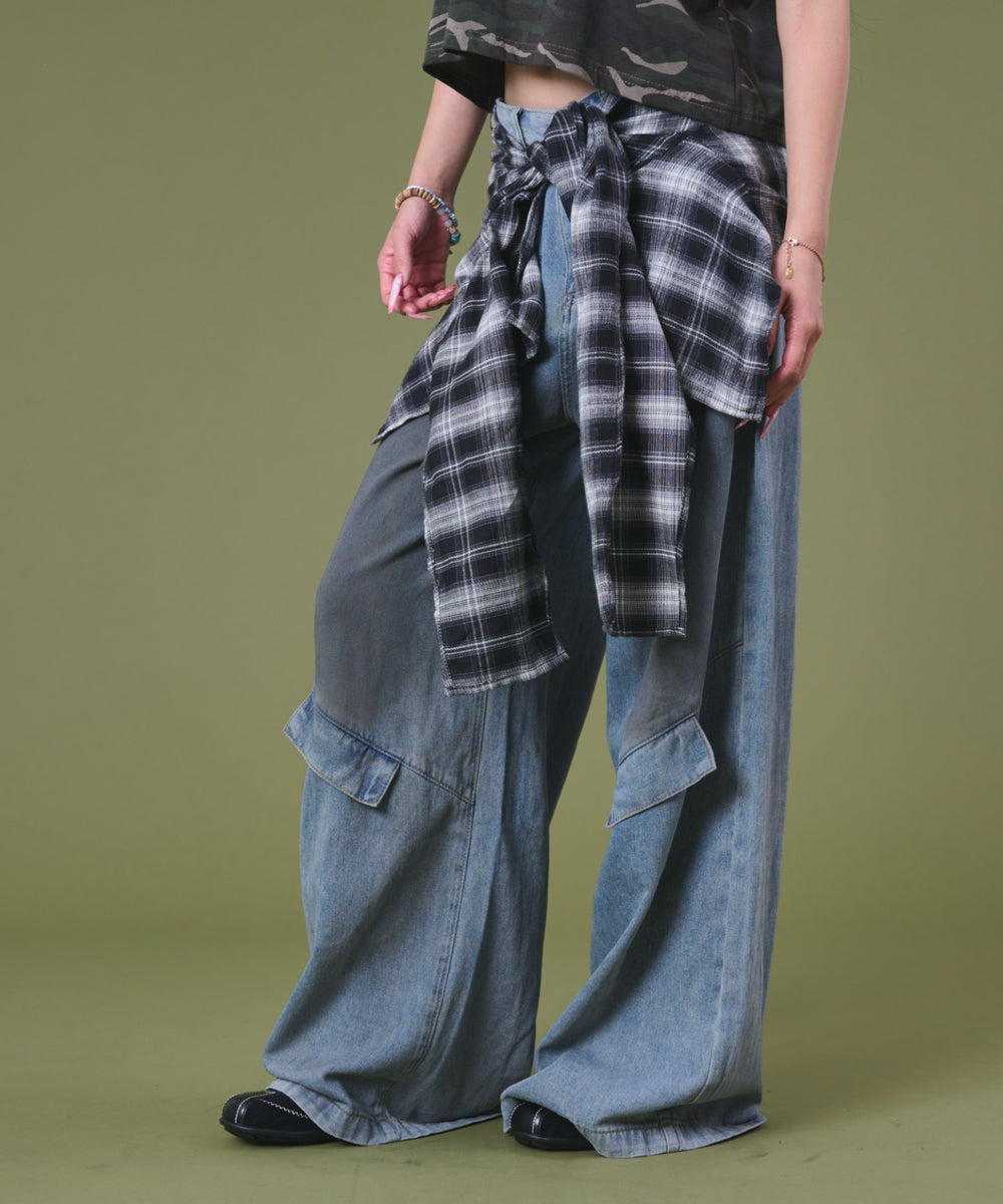 ブルーチェック1 モデル：163cm S着用