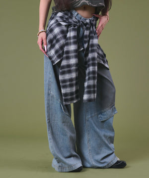 ブルーチェック1 モデル：163cm S着用