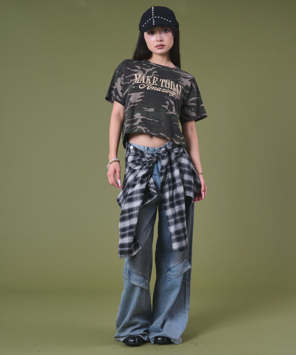 ブルーチェック1 モデル：163cm S着用