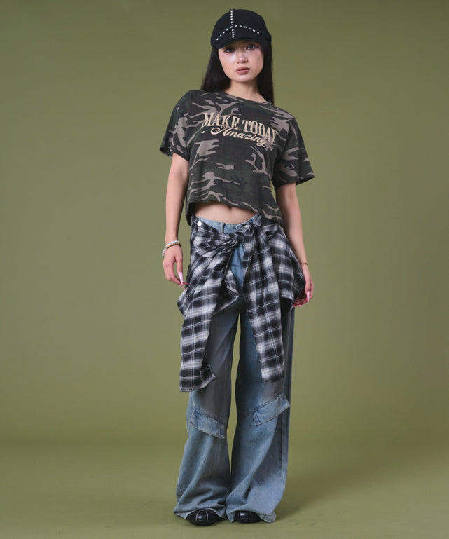 ブルーチェック1 モデル：163cm S着用