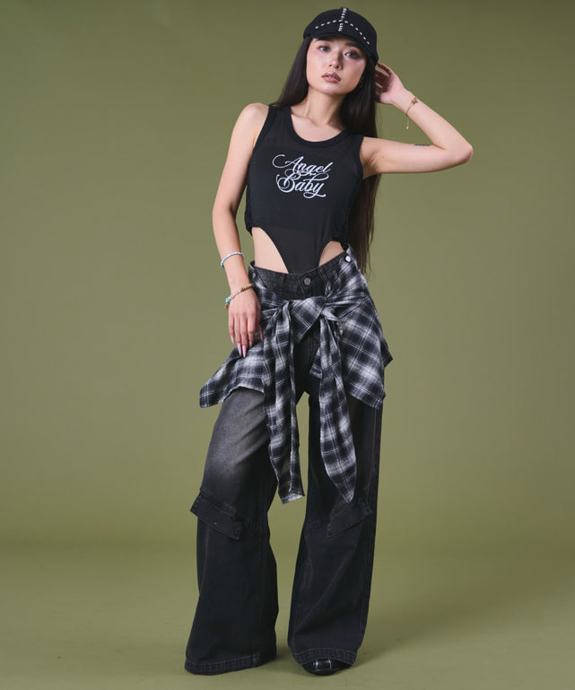 ブラックチェック1 モデル：163cm S着用