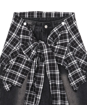 フェイクシャツスリーブデニム