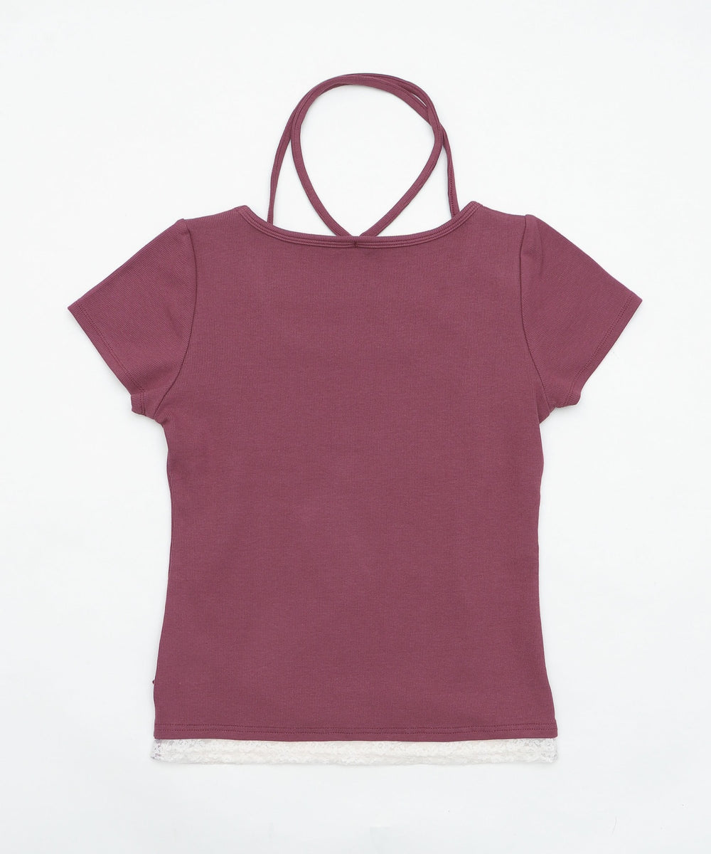 チョーカー付きレースレイヤードピチT