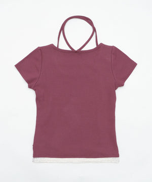 チョーカー付きレースレイヤードピチT