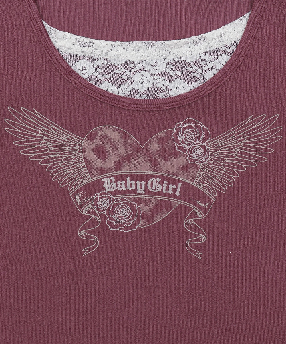 チョーカー付きレースレイヤードピチT