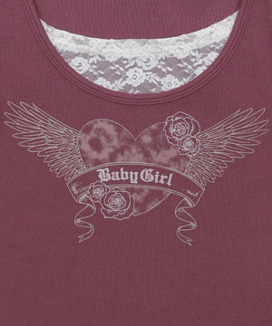 チョーカー付きレースレイヤードピチT