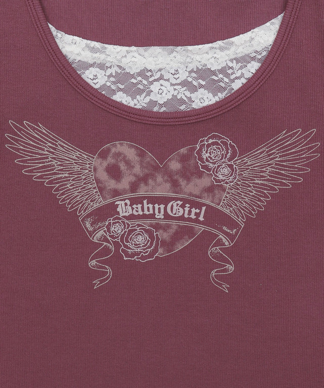 チョーカー付きレースレイヤードピチT