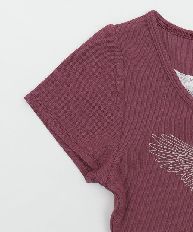 チョーカー付きレースレイヤードピチT