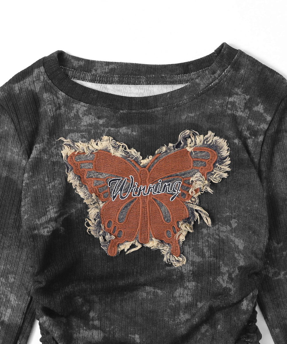 サイドギャザーバタフライトップス