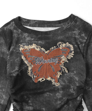 サイドギャザーバタフライトップス