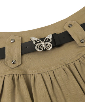 ベルト付きティアードミニスカパン