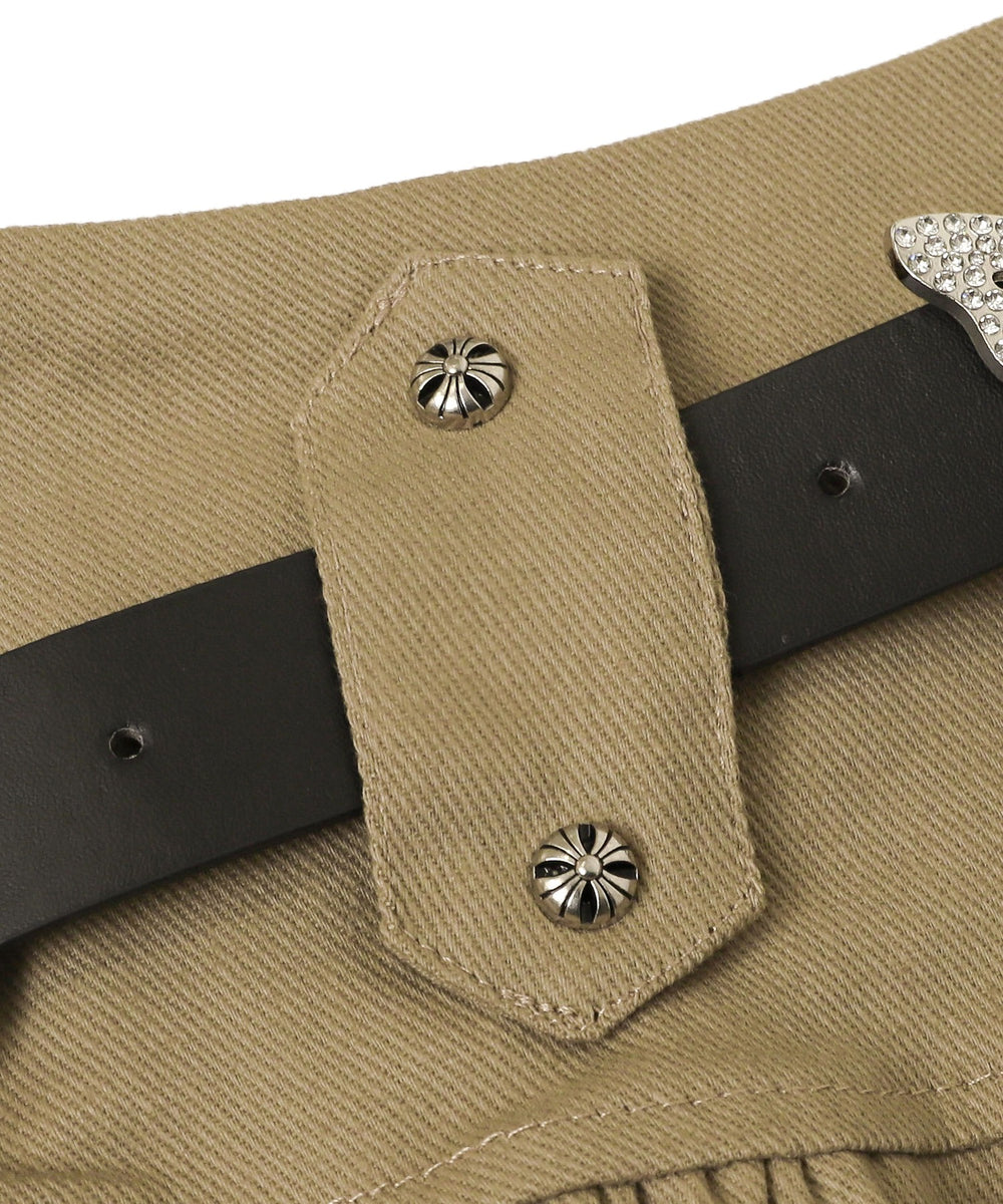 ベルト付きティアードミニスカパン